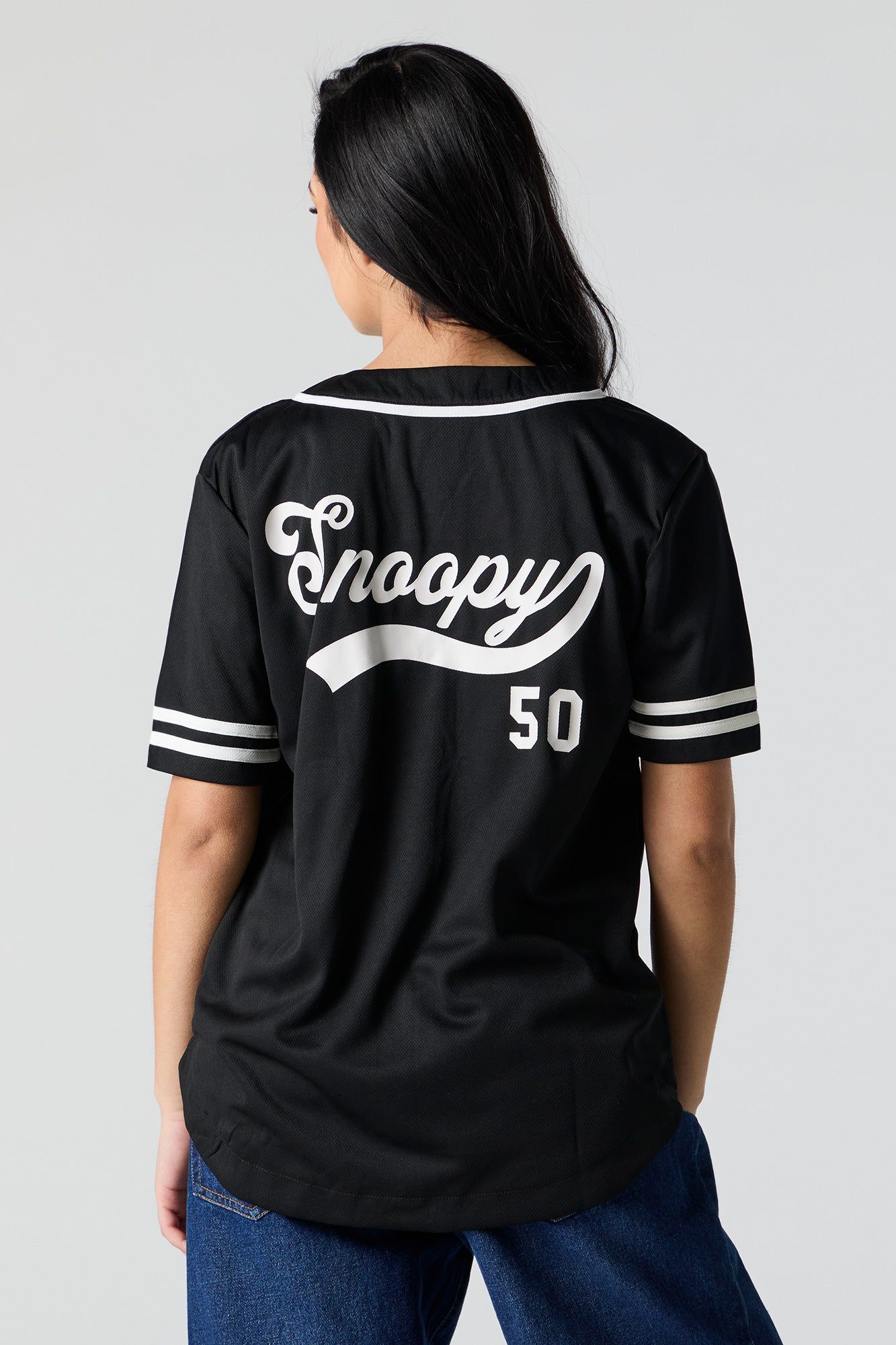 Snoopy Graphic Mesh Baseball Jersey sold by Charlotte Russe product image thumbnail 3
