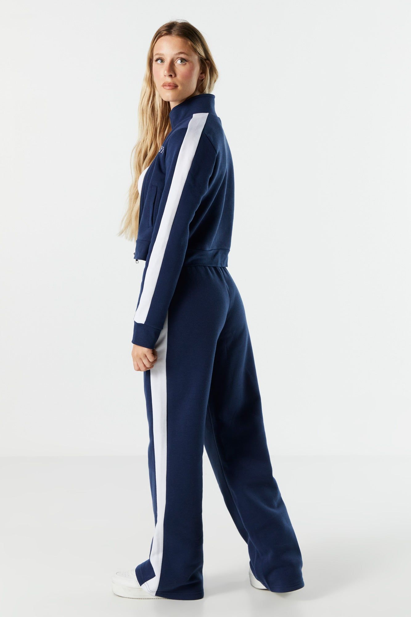 Brooklyn Embroidered Fleece Wide Leg Track Pant sold by Charlotte Russe product image thumbnail 3