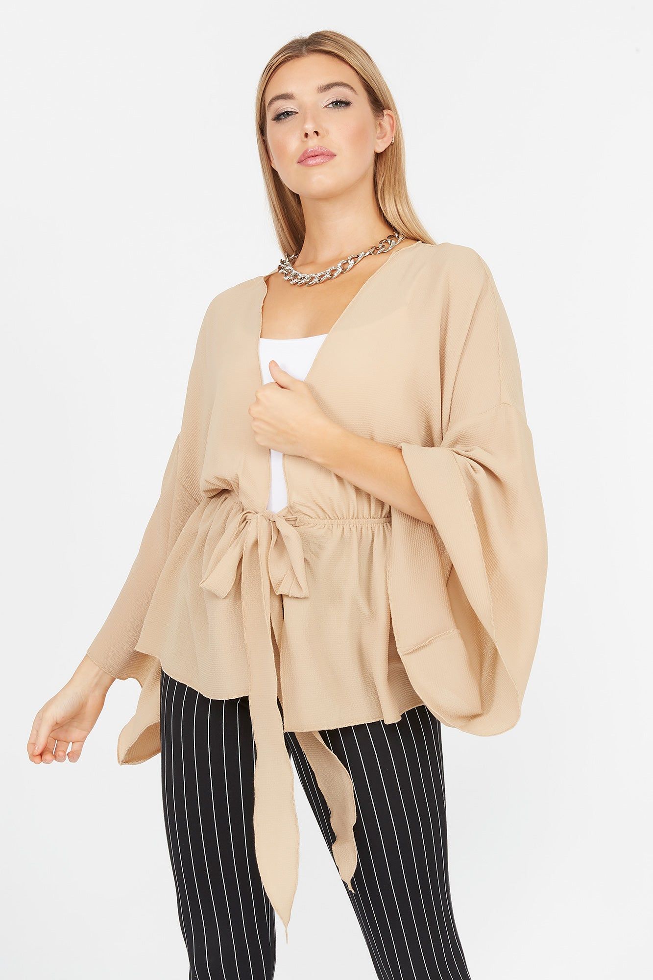 Bell Sleeve Front Tie Kimono Blouse sold by Charlotte Russe