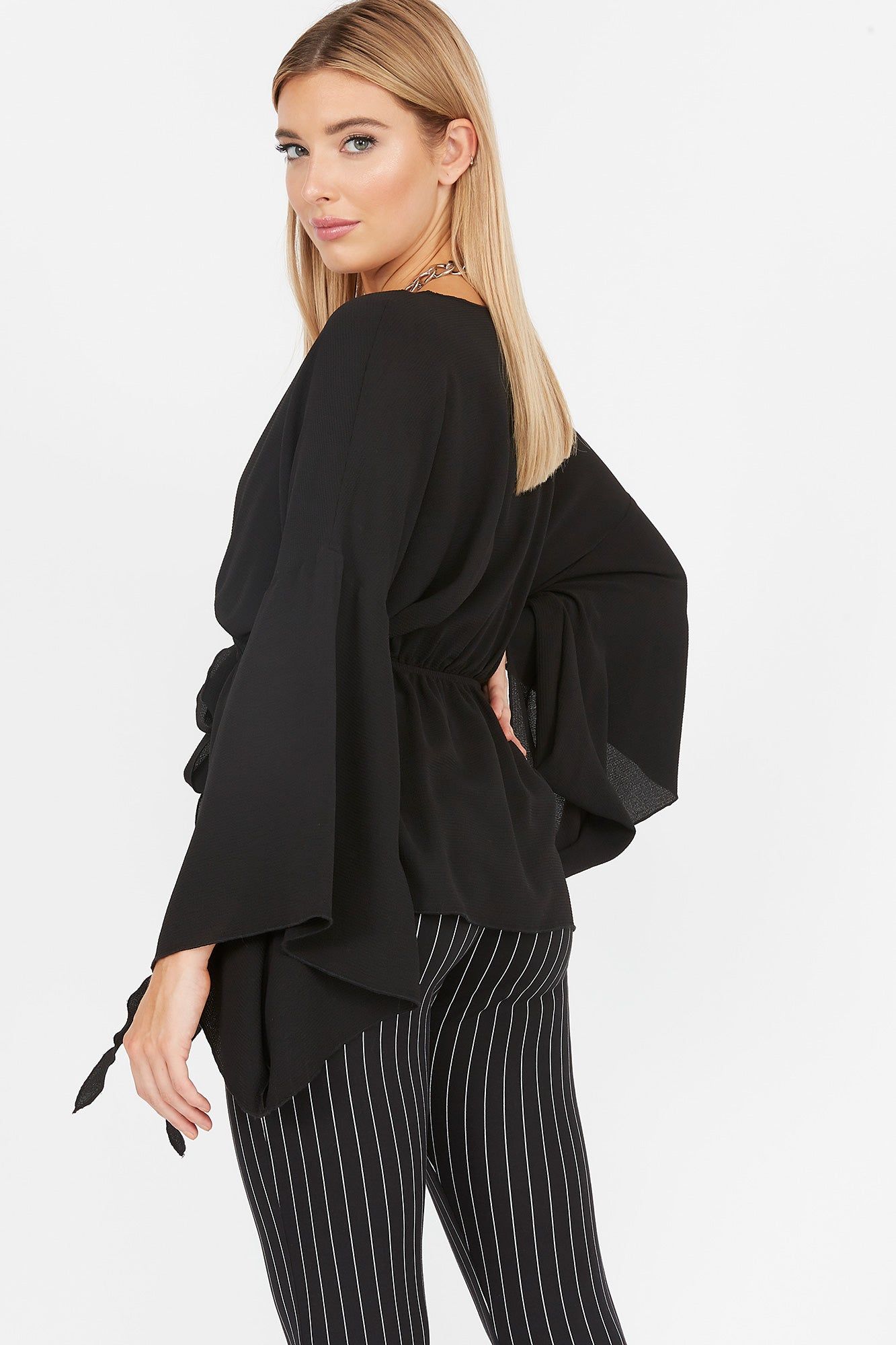 Bell Sleeve Front Tie Kimono Blouse sold by Charlotte Russe product image thumbnail 3