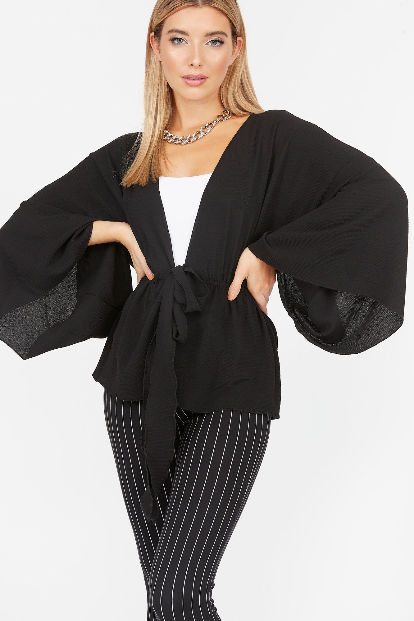Bell Sleeve Front Tie Kimono Blouse sold by Charlotte Russe product image thumbnail 2