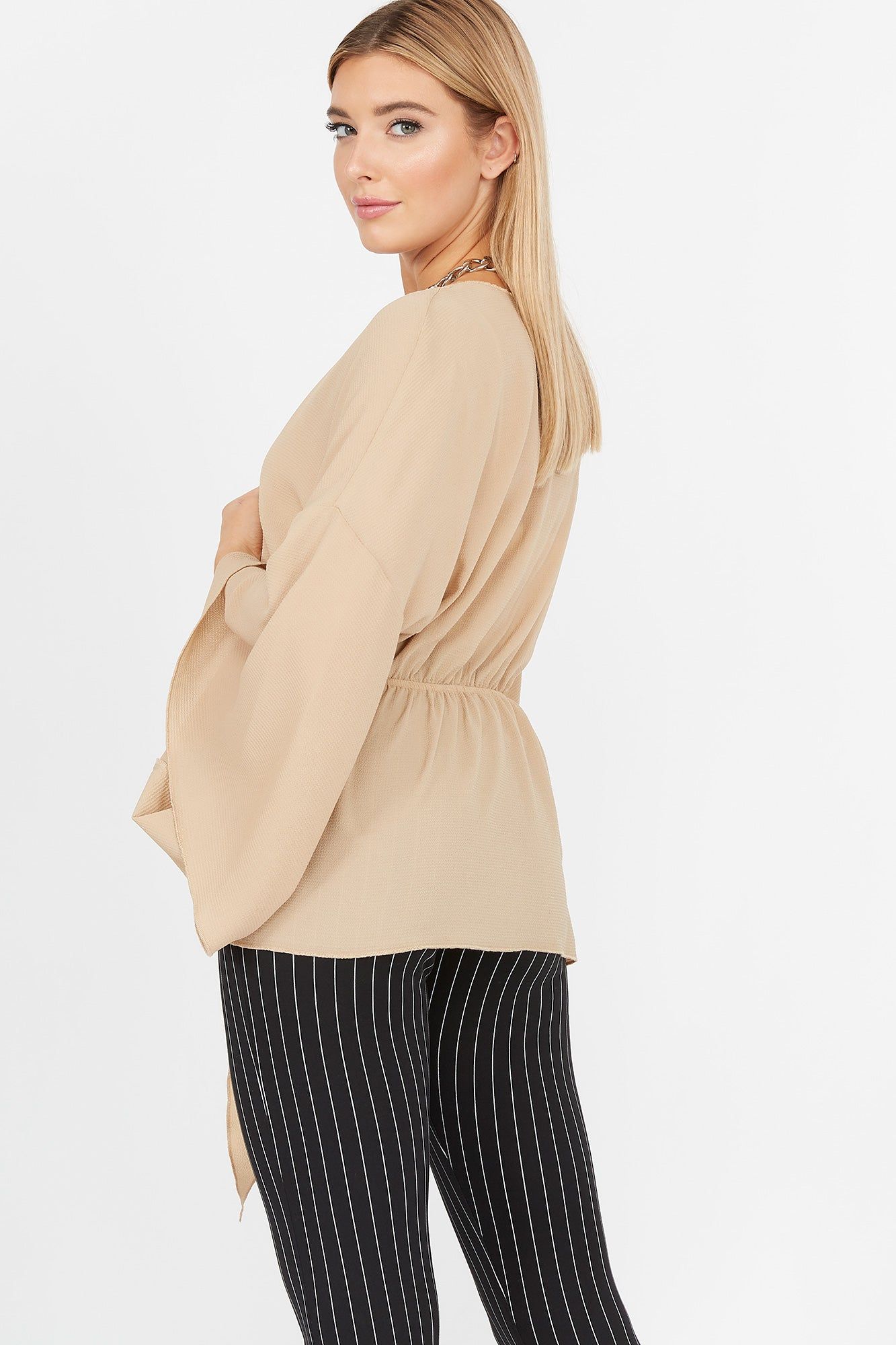 Bell Sleeve Front Tie Kimono Blouse sold by Charlotte Russe product image thumbnail 4