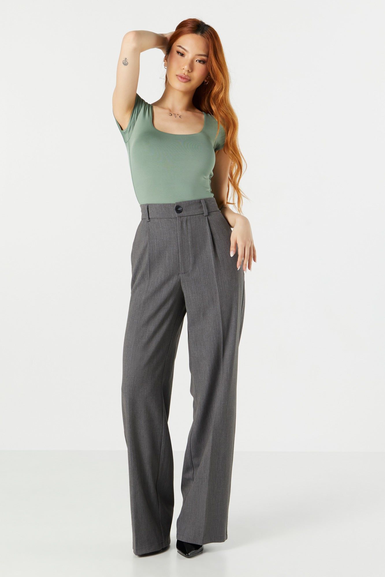 Square Neck Contour Short Sleeve Bodysuit sold by Charlotte Russe product image thumbnail 5