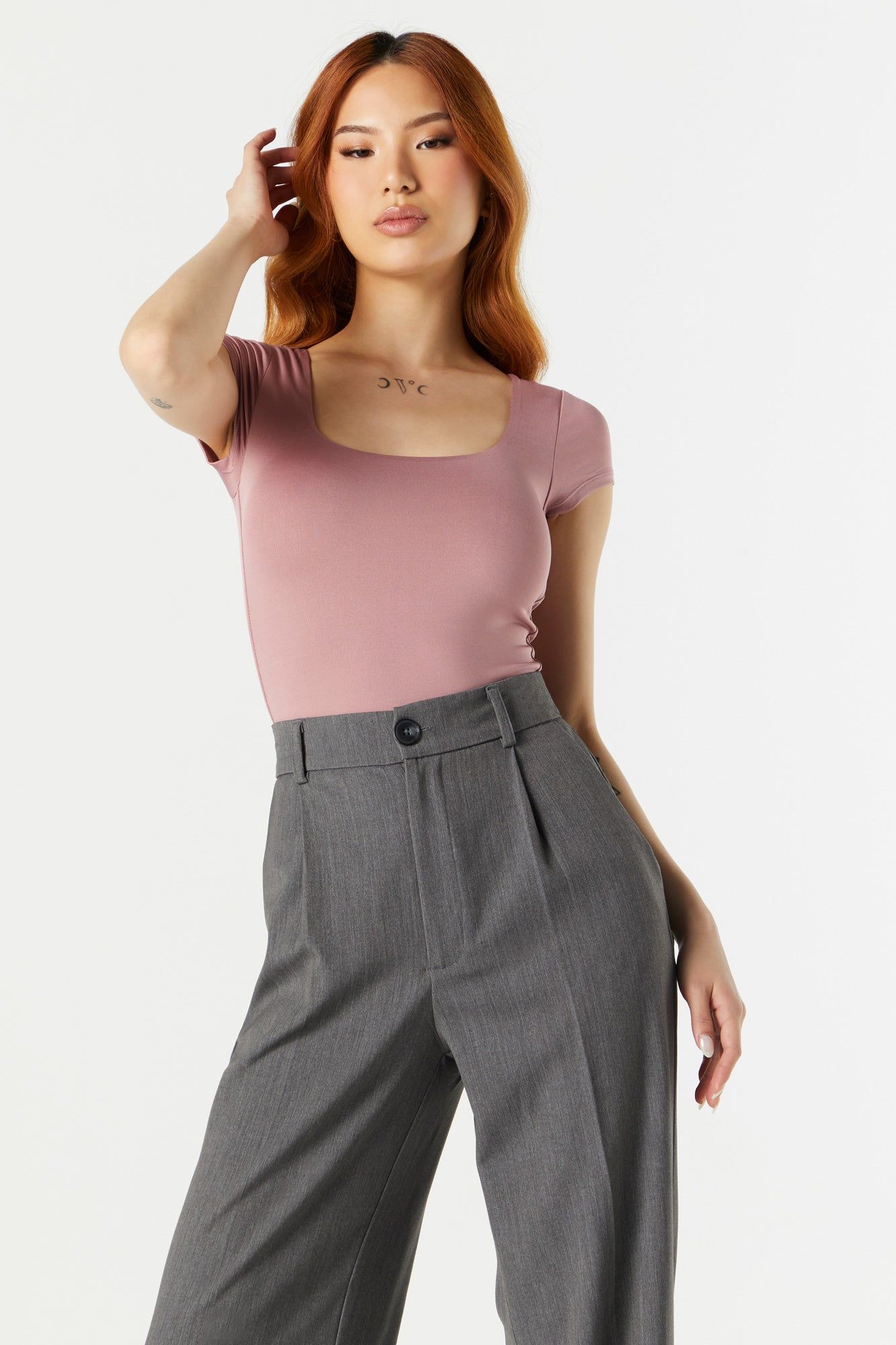 Square Neck Contour Short Sleeve Bodysuit sold by Charlotte Russe product image thumbnail 11