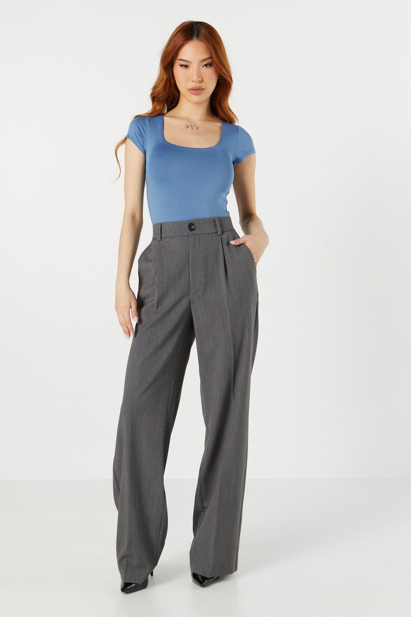 Square Neck Contour Short Sleeve Bodysuit sold by Charlotte Russe product image thumbnail 10