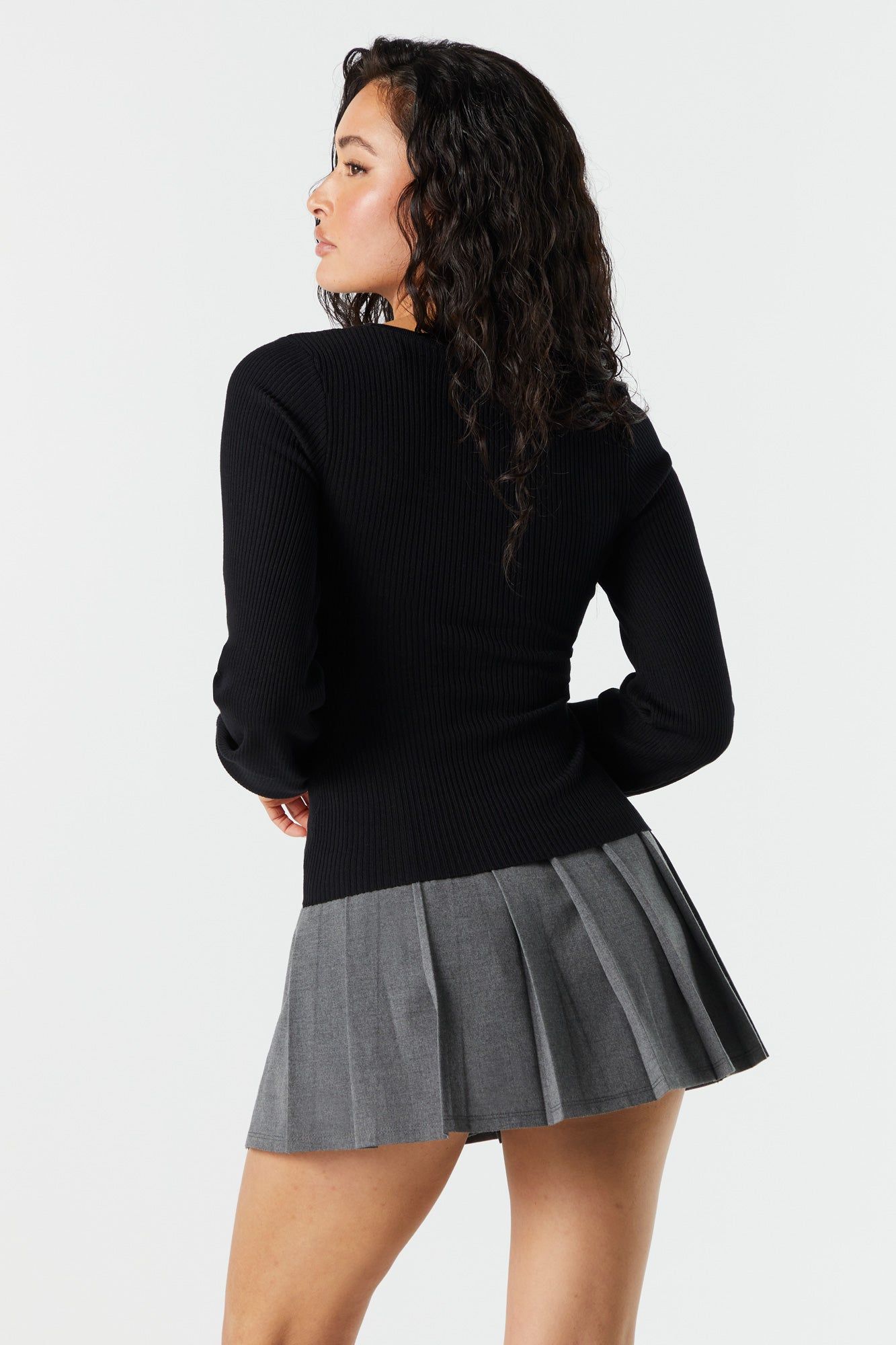 Scoop Neck Balloon Sleeve Ribbed Sweater sold by Charlotte Russe product image thumbnail 3