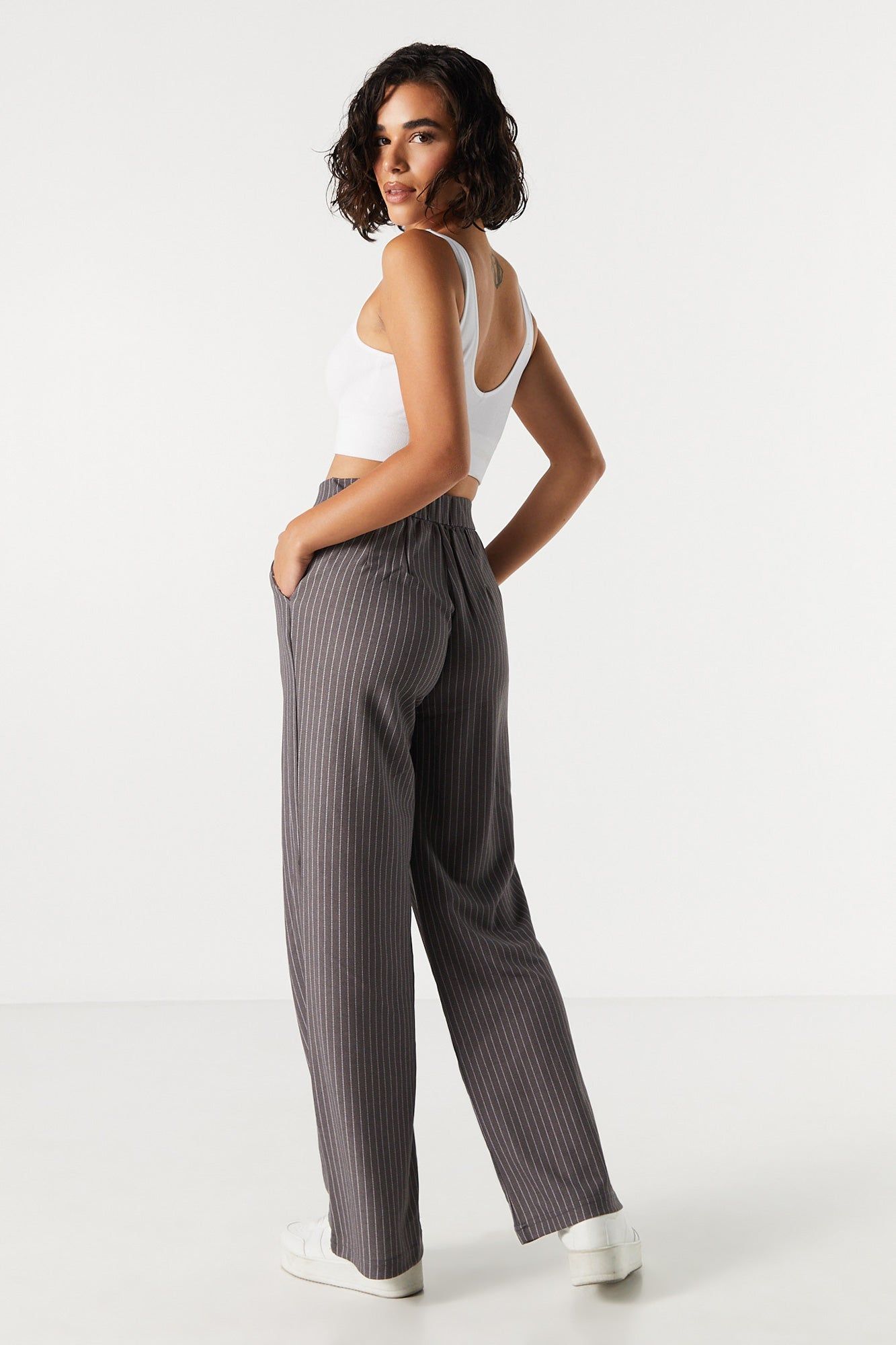 Pinstriped Crepe High Rise Dress Pant sold by Charlotte Russe product image thumbnail 3