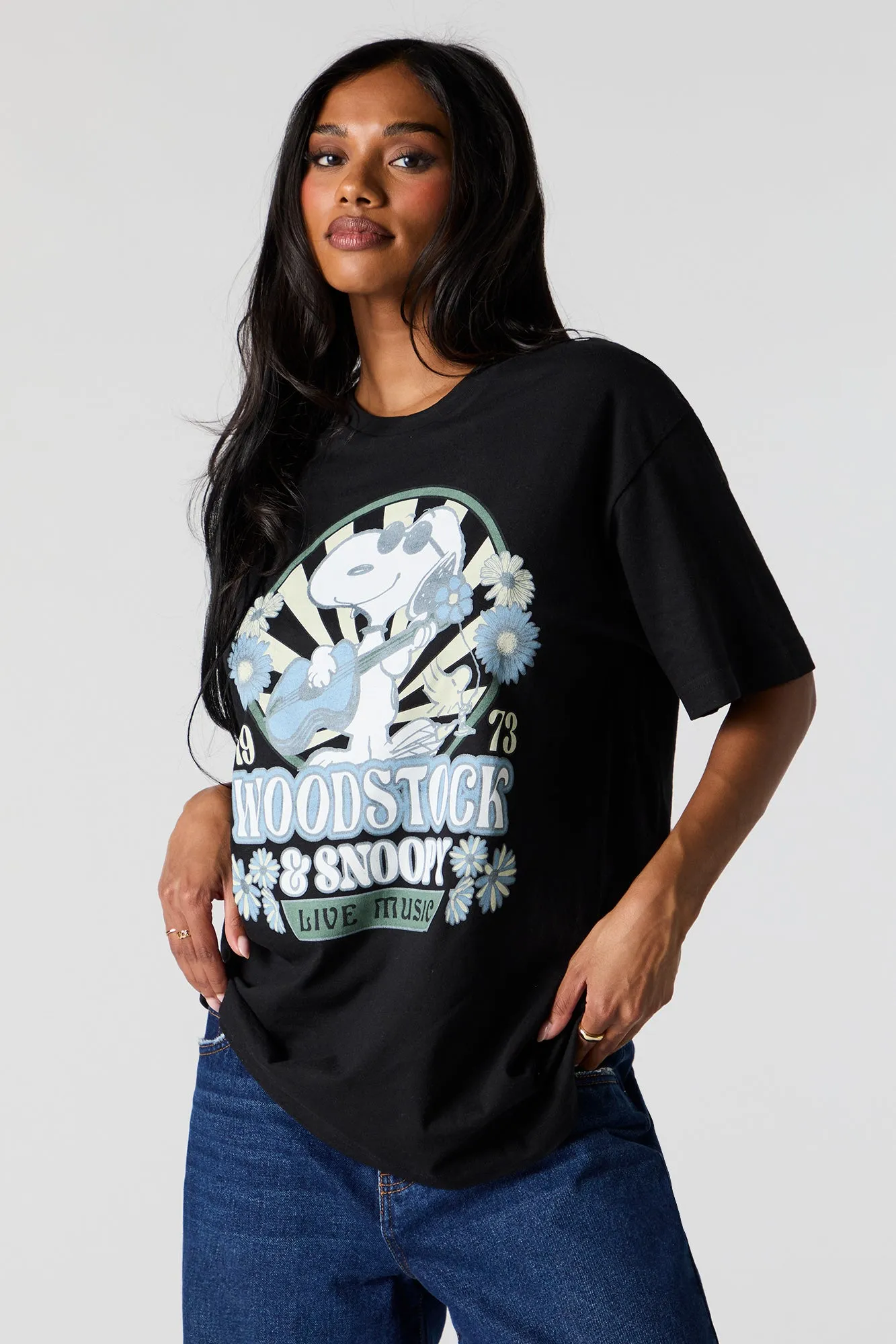 Snoopy Live Music Graphic Boyfriend T-Shirt sold by Charlotte Russe