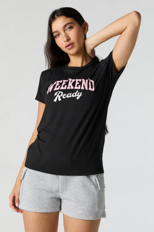 Weekend Ready Graphic Pajama T-Shirt sold by Charlotte Russe