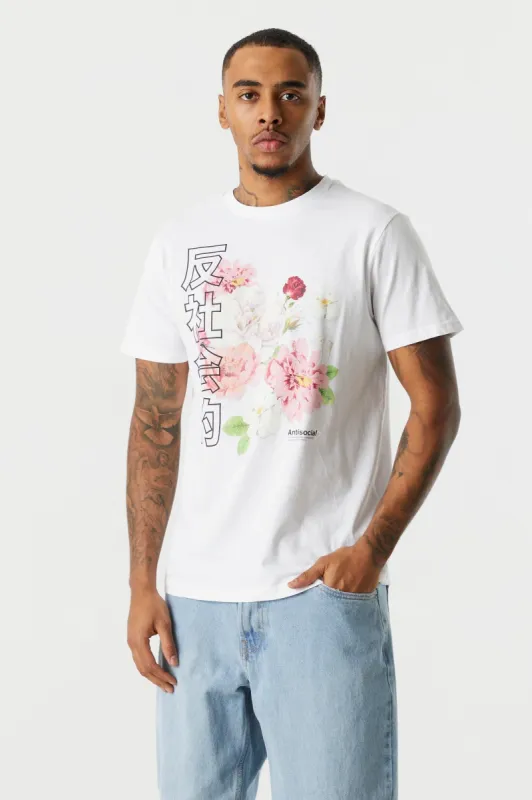 Floral Kanji Graphic T-Shirt sold by Charlotte Russe