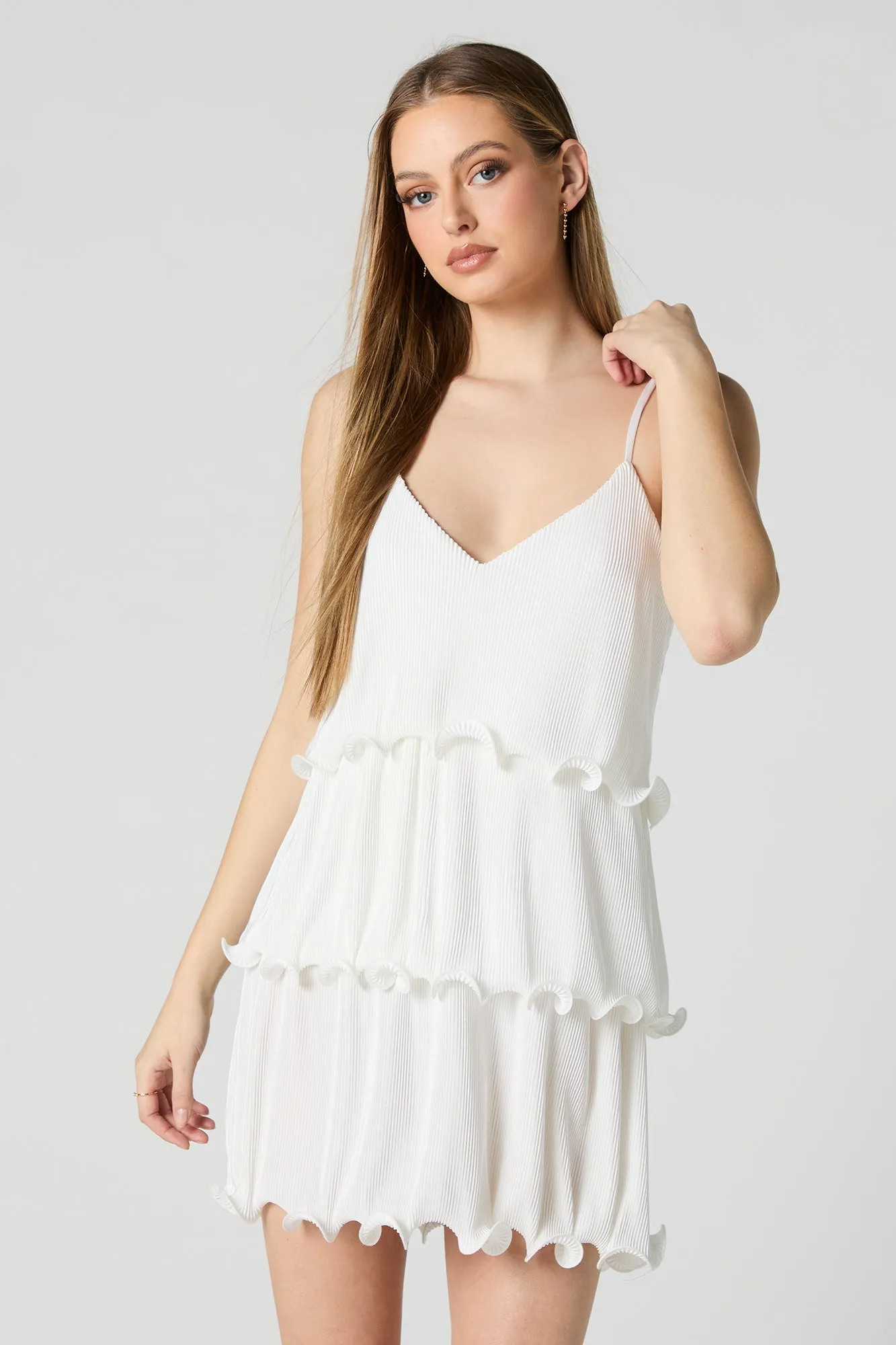 Satin Pleated Layered Mini Dress sold by Charlotte Russe product image thumbnail 4