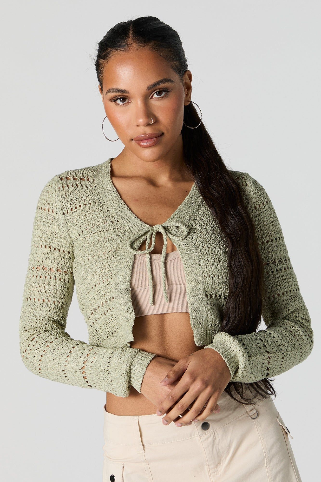 Knit Flyaway Cardigan sold by Charlotte Russe product image thumbnail 2