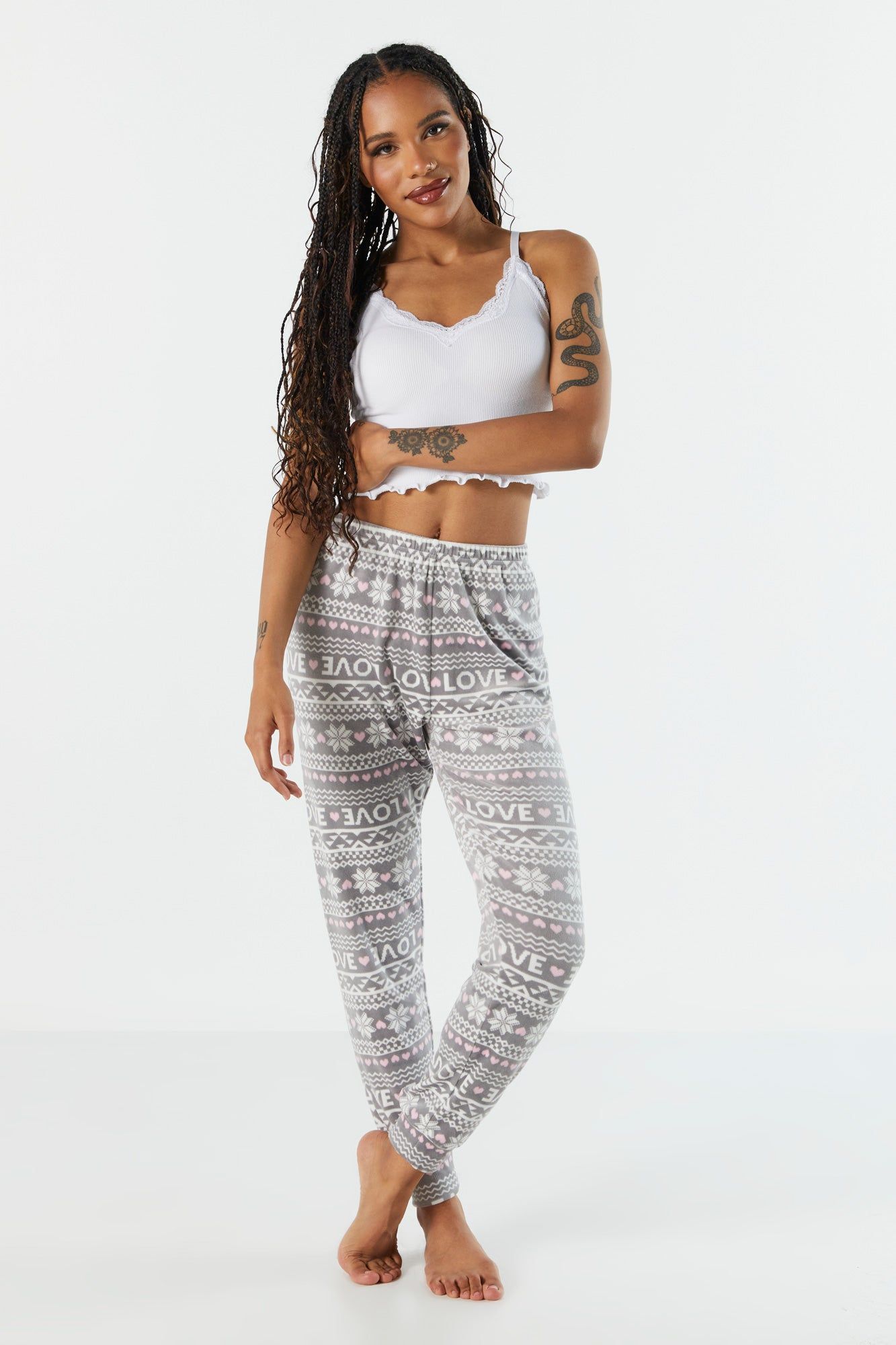 Snowflake Print Velour Pajama Jogger sold by Charlotte Russe product image thumbnail 4