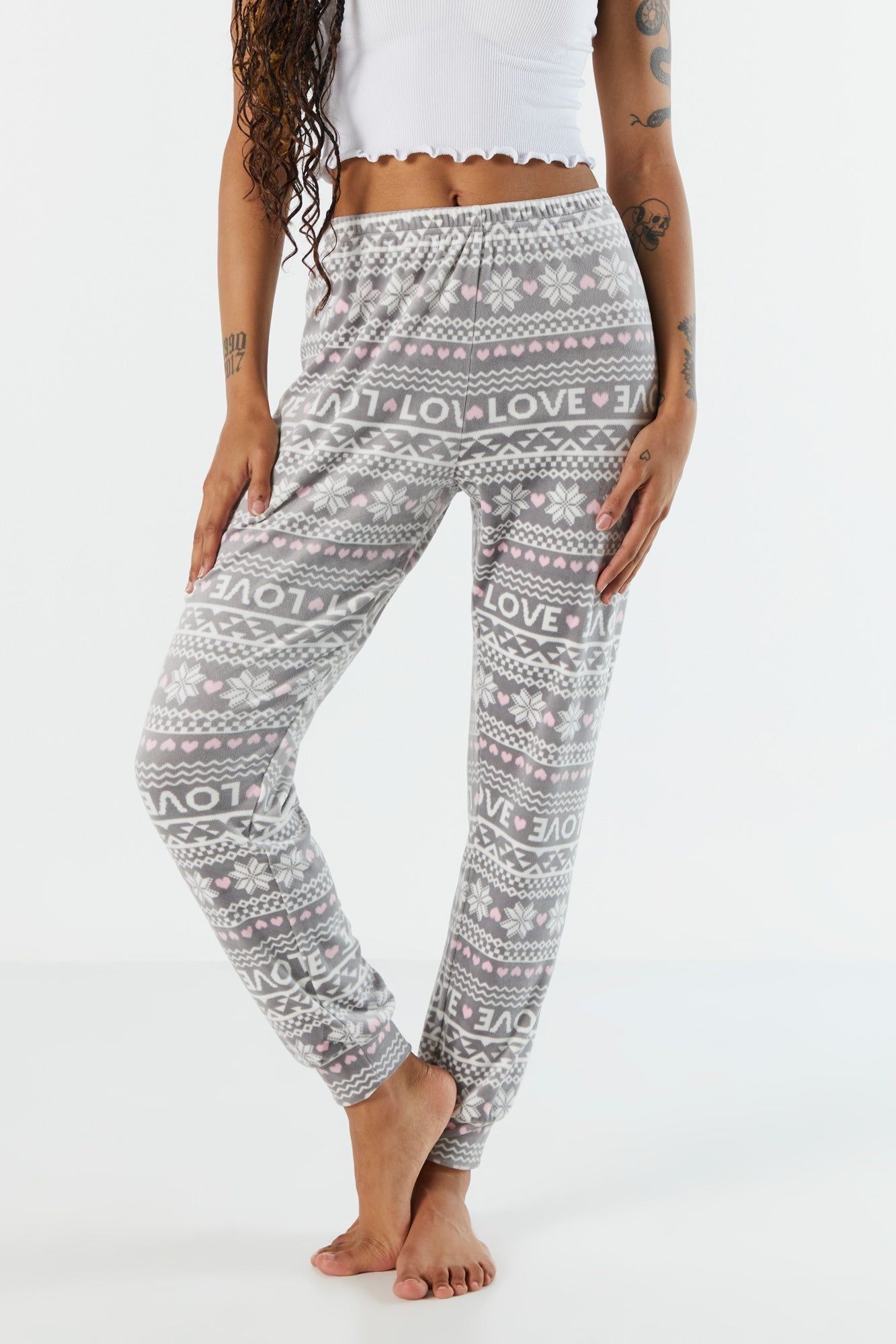 Snowflake Print Velour Pajama Jogger sold by Charlotte Russe product image thumbnail 3