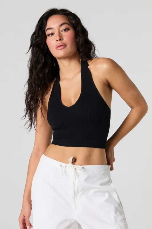Seamless Ribbed Halter Tank sold by Charlotte Russe