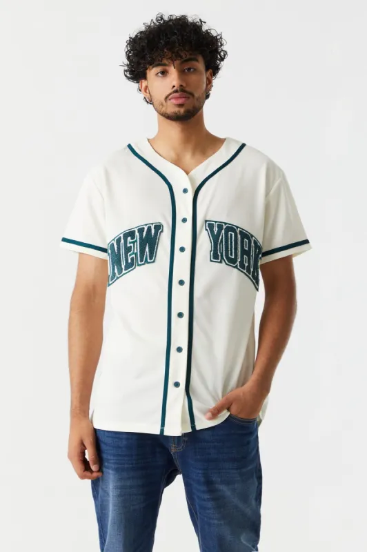 Chenille Embroidered New York Baseball Jersey sold by Charlotte Russe