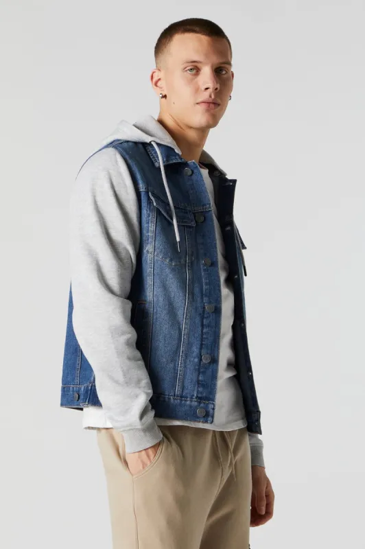 Fleece Lined Denim Jacket sold by Charlotte Russe