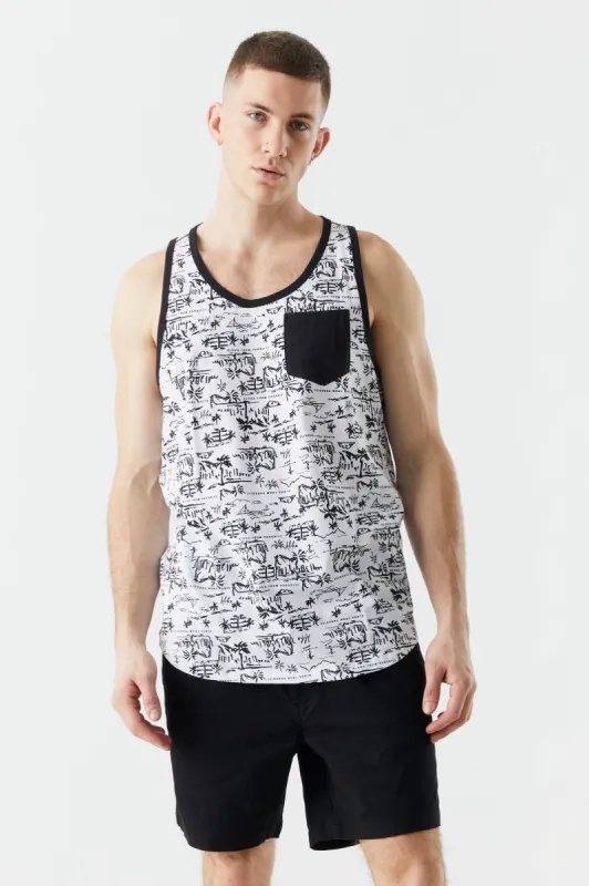 Tropical Doodle Print Tank sold by Charlotte Russe