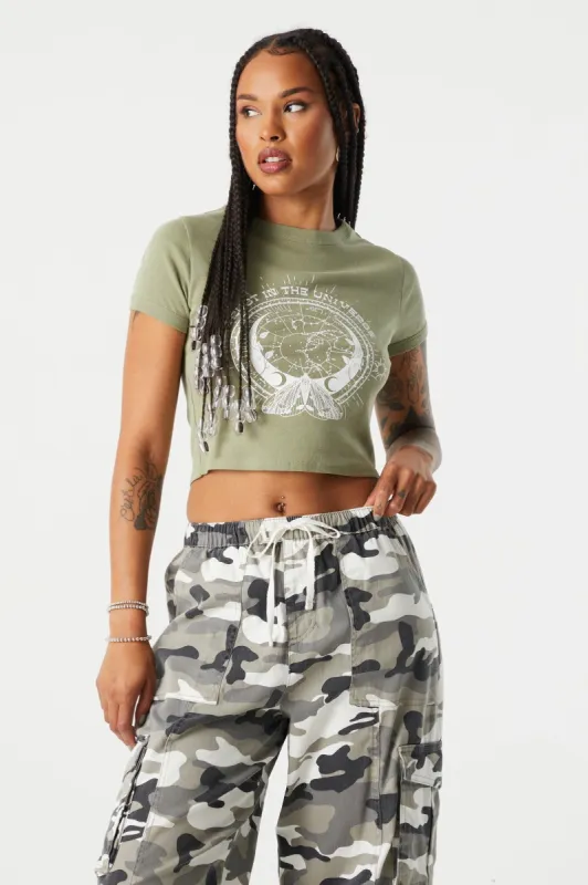 Trust In The Universe Graphic Crop T-Shirt sold by Charlotte Russe