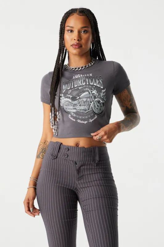 American Motorcycles Graphic Crop T-Shirt sold by Charlotte Russe