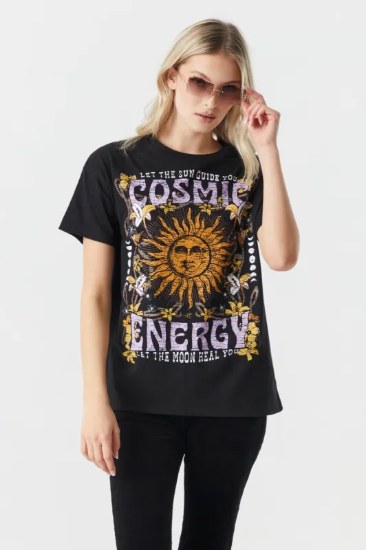 Cosmic Energy Graphic Boyfriend T-Shirt sold by Charlotte Russe