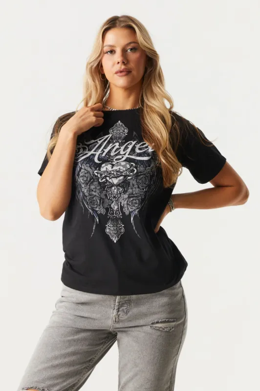 Angel Graphic Boyfriend T-Shirt sold by Charlotte Russe
