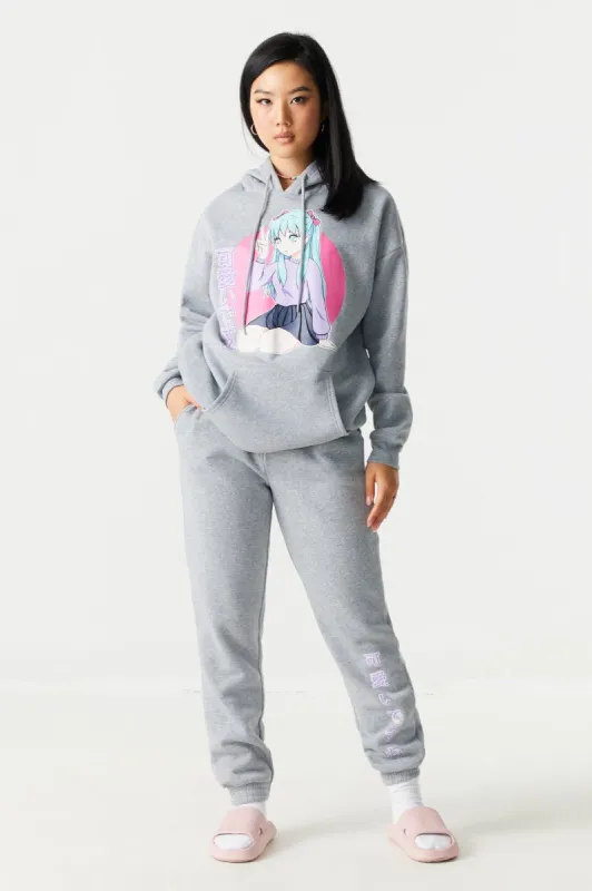 Japanese Characters Graphic Fleece Jogger sold by Charlotte Russe