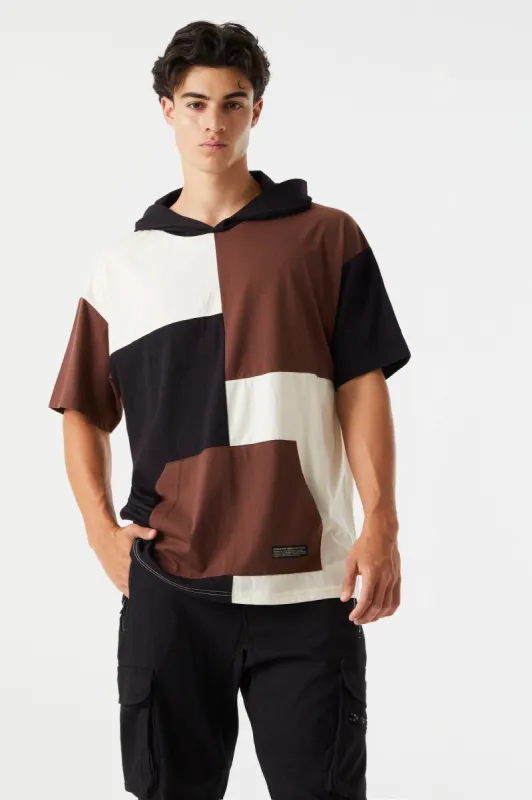 Boxy Colour Block Hooded T-Shirt sold by Charlotte Russe