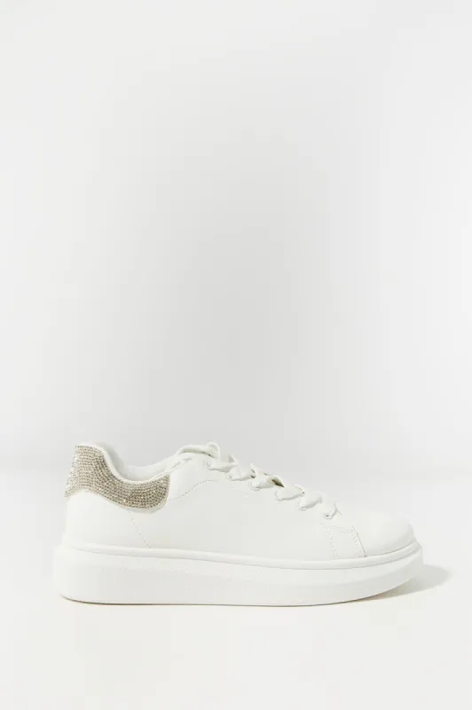 Rhinestone Heel Platform Lace Up Sneaker sold by Charlotte Russe