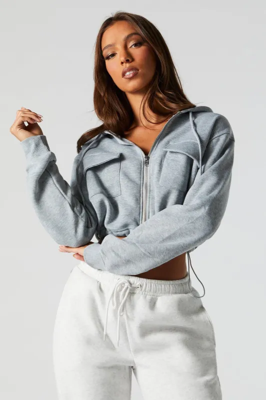 Fleece Cropped Cargo Hoodie sold by Charlotte Russe