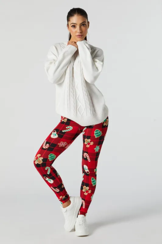 Gingerbread Man Print Xmas Fleece Legging sold by Charlotte Russe