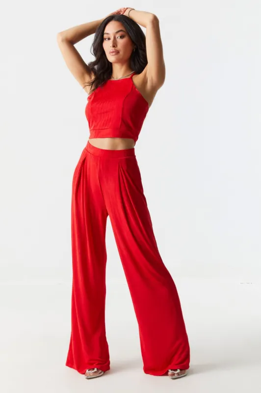 Slinky Pleated Wide Leg Pant sold by Charlotte Russe