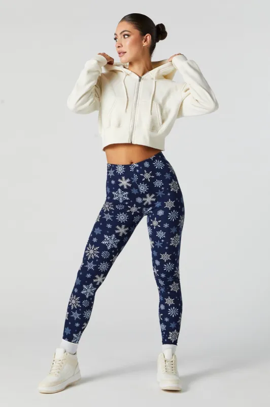 Blue Snowflake Print Fleece Legging sold by Charlotte Russe