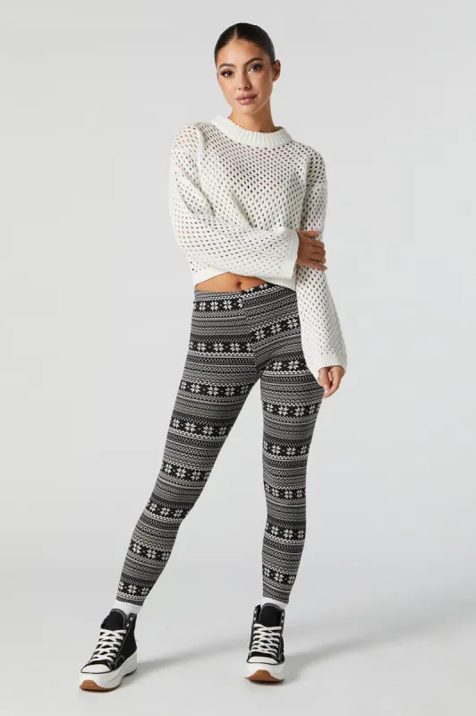 Santa Fairisle Print Xmas Fleece Legging sold by Charlotte Russe