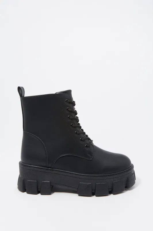 Lace-Up Lux Platform Sole Boot sold by Charlotte Russe