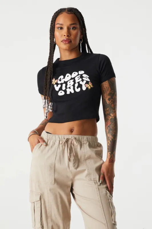 Good Vibes Only Graphic Crop T-Shirt sold by Charlotte Russe