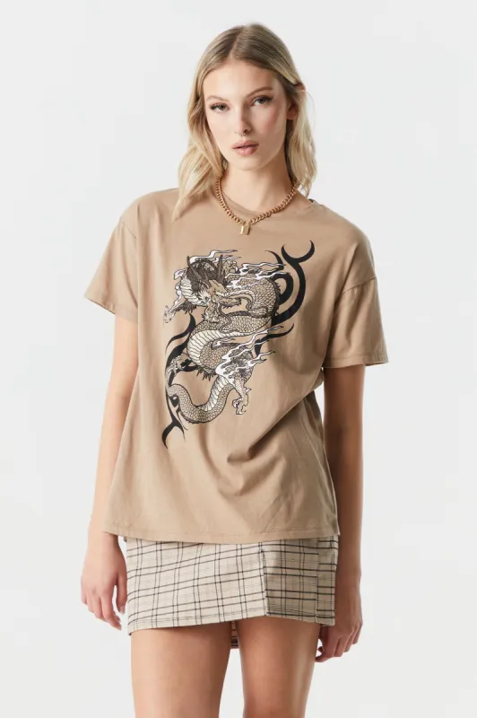 Dragon Graphic Boyfriend T-Shirt sold by Charlotte Russe