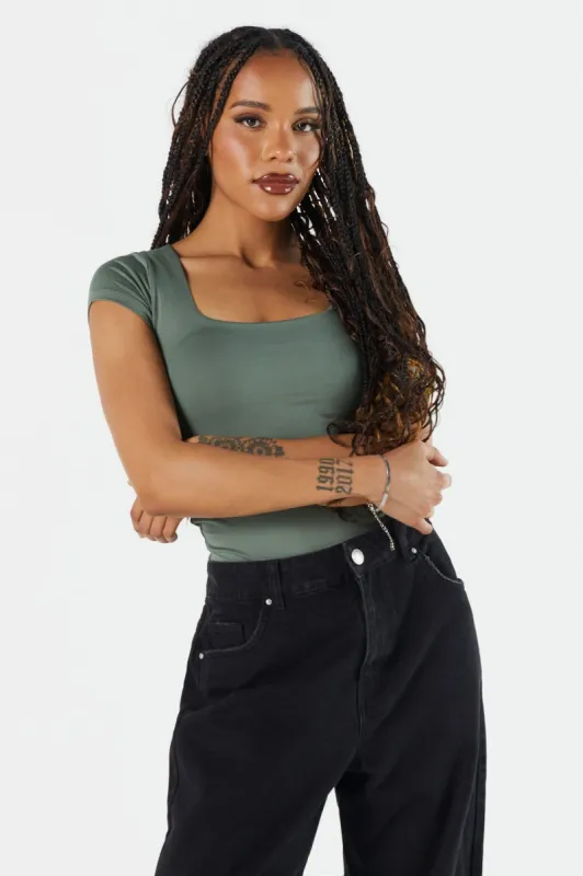 Contour Square Neck Bodysuit sold by Charlotte Russe