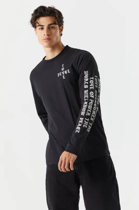 Love and Peace Graphic Long Sleeve Top sold by Charlotte Russe