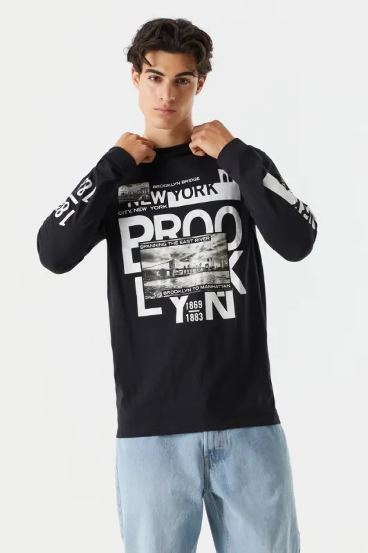 Brooklyn Collage Graphic Long Sleeve Top sold by Charlotte Russe