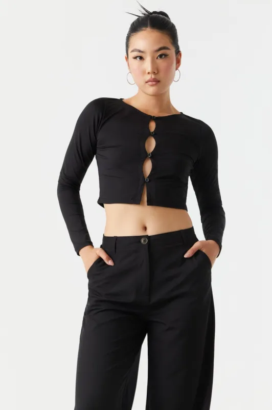 Button Front Crop Top sold by Charlotte Russe