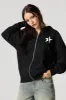 Oversized Puff Print Graphic Zip-Up Fleece Hoodie sold by Charlotte Russe