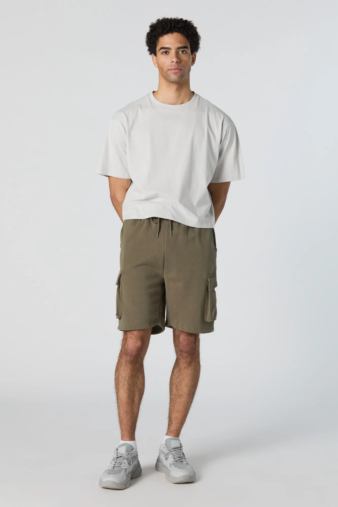 Fleece Drawstring Cargo Short sold by Charlotte Russe product image thumbnail 3