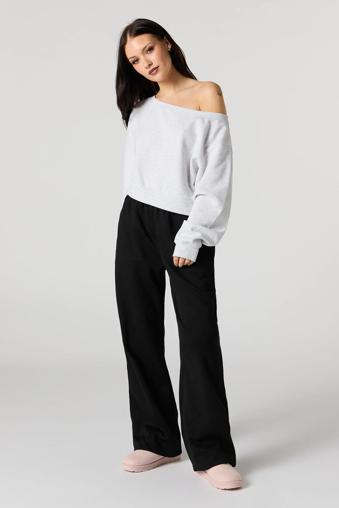 Fleece Wide Leg Sweatpant sold by Charlotte Russe product image thumbnail 4