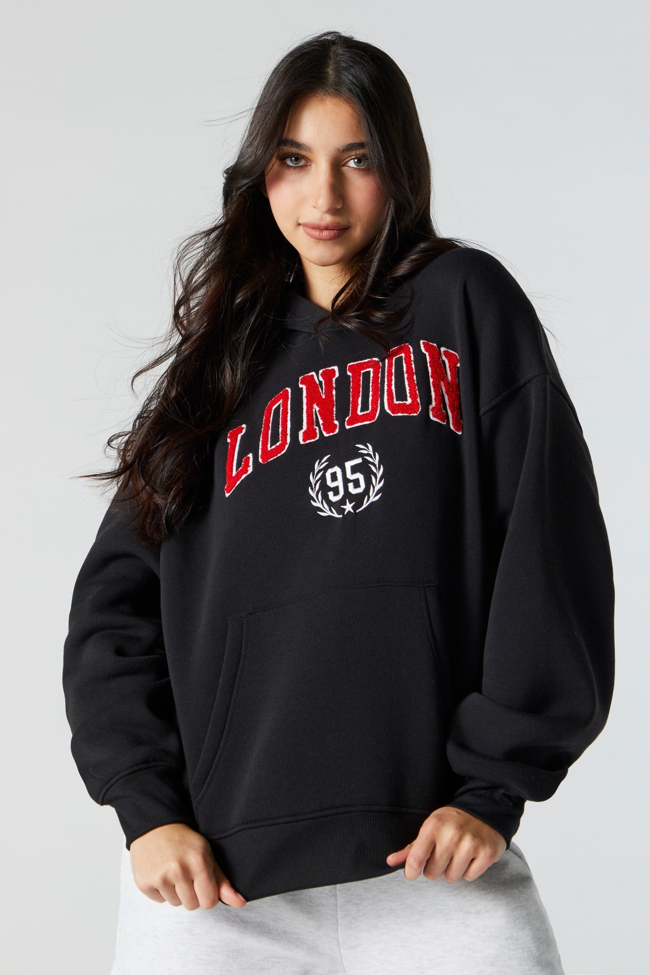 Chenille Embroidered Brooklyn Fleece Hoodie sold by Charlotte Russe
