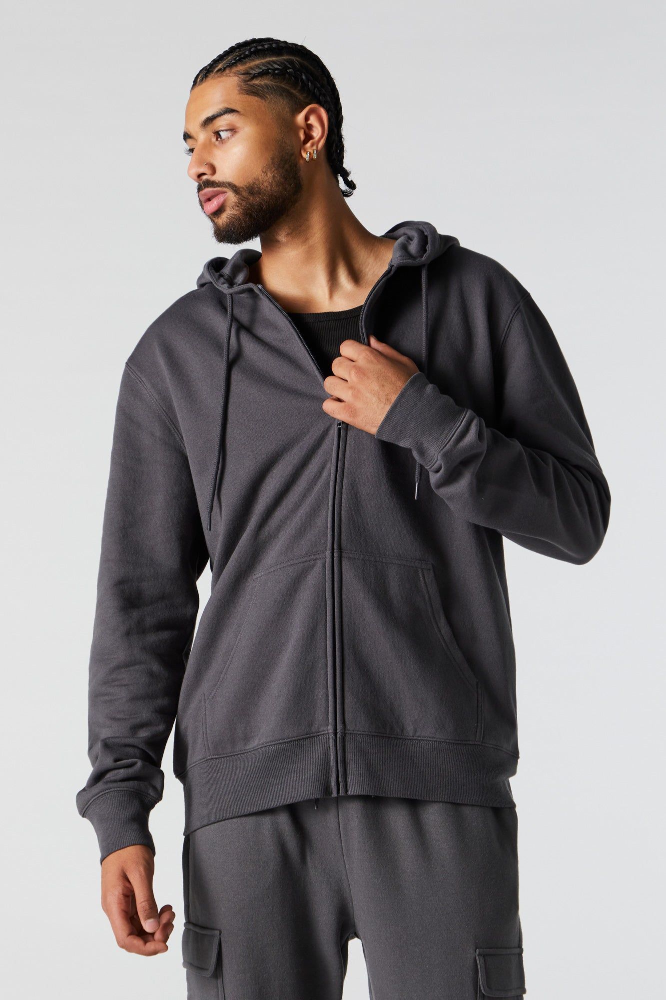 Fleece Zip-Up Hoodie sold by Charlotte Russe product image thumbnail 2