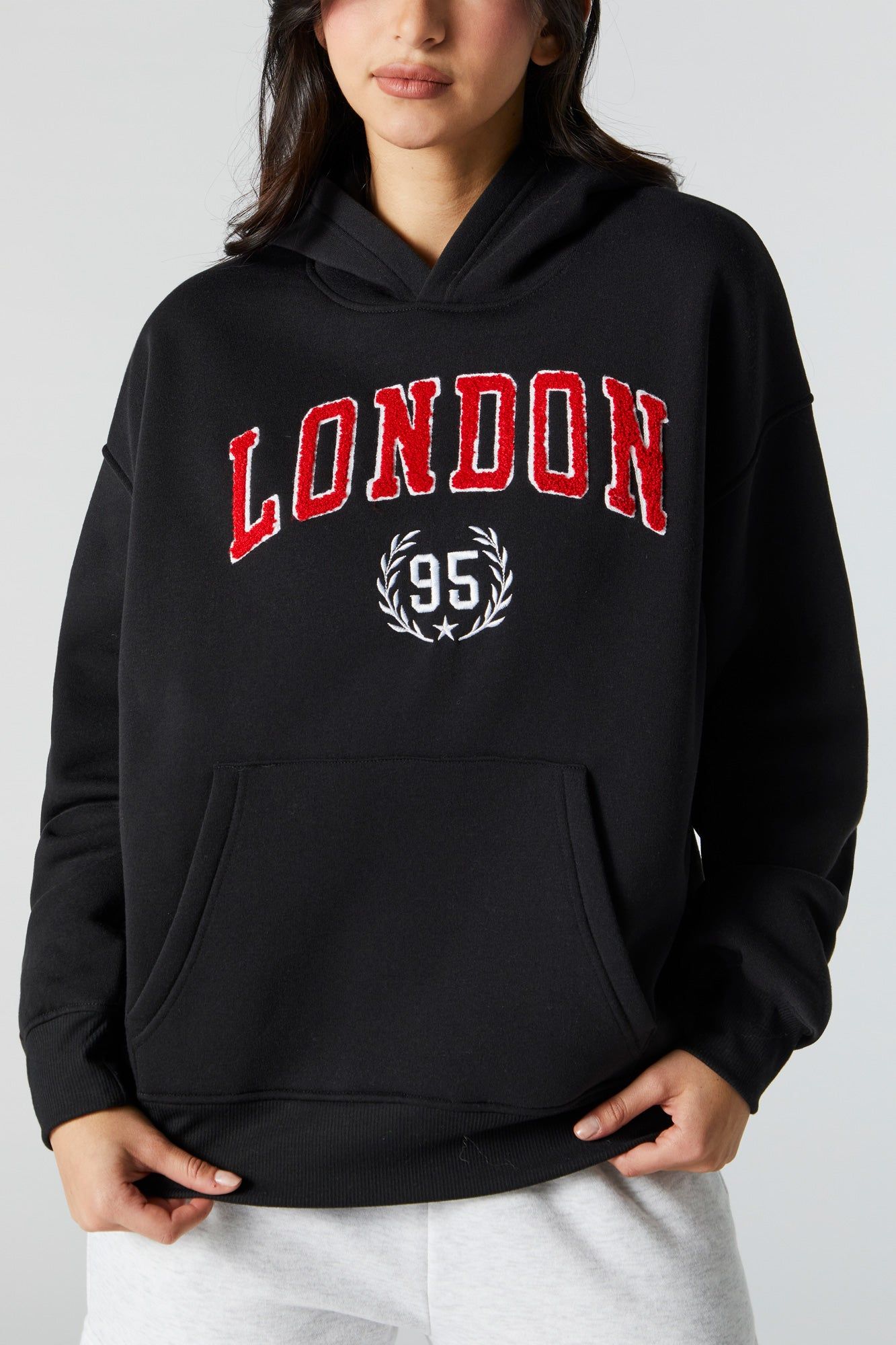 Chenille Embroidered Brooklyn Fleece Hoodie sold by Charlotte Russe product image thumbnail 4