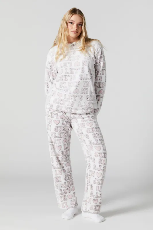 Plush Let's Sleep In 3 Piece Pajama Set sold by Charlotte Russe