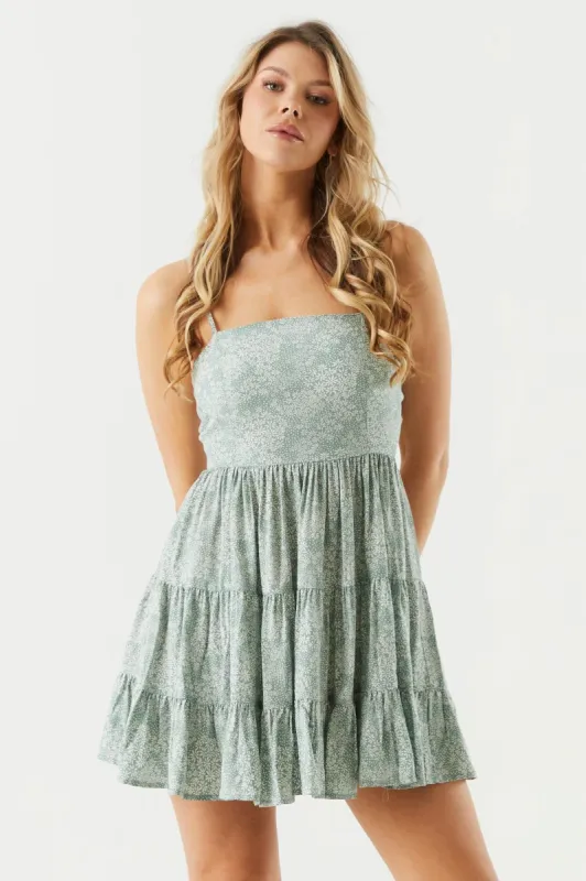 Sage Floral Tiered Mini Dress sold by Charlotte Russe