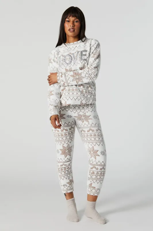 Plush Fairisle Love 3 Piece Pajama Set sold by Charlotte Russe